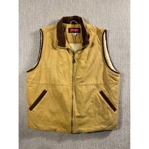 Y2K Wrangler Hero Sherpa Lined Canvas Vest Men's Size L/G Tan Workwear Outdoor